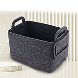 Holzkorb für Kaminholz Leder Geflochten Kaminholzkorb Filzkorb für Einkaufstasche, Brennholztasche, Filzkorb,45x29x31cm