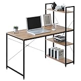 WOLTU TSB01hei Schreibtisch Computertisch Büromöbel PC Tisch Bürotisch Arbeitstisch aus Holz und Stahl, mit Ablage, ca. 120x64x120 cm