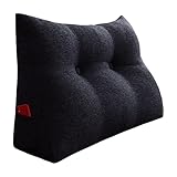 VERCART Rückenkissen Lang Keilkissen Lendenkissen Stützkissen Sitzkissen für Bett Sofa Couch Gepolstert Kopfteil Lesekissen Große Kissen Nackenstützkissen Abnehmbarem Bezug Leinen 60cm Anthrazit