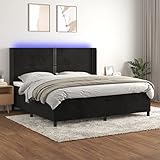 UYSELA Home Sets mit Boxspringbett mit Matratze & LED schwarz 200x200 cm Samt