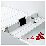 EYLINK Faltbare Badewannenabdeckung aus Polypropylen, staubdichter Rollladen-Badewannendeckel, 1 cm Dicke Isolierplatte für Milchbäder, 10 kg tragend (Color : White, Size : 150cmx75cmx1cm)