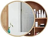 WANGQW Badezimmerschrank Wandschrank, Badezimmer Wand Lagerschrank Gleitspiegel Medizin Schrank mit Stahl Gleiten Edelstahl Holzrahmen 3 Level (50 cm)