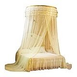 TOPBATHY 1 Stück Bettvorhang Kuppelnetz Zum Aufhängen Beige Tagesdecke Betthimmel Bettnetz