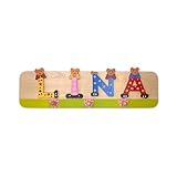 Brink Holzspielzeug Garderobe für Kinder mit Namen (6 Buchstaben) grün oder blau