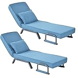 LMYYDES 2pcs Sessel mit Schlaffunktion,Klappsessel Schlafsessel,Chaiselongue verstellbare Rückenlehne mit 6 Positionen,ideal für Schlafzimmer, Wohnzimmer,Blue2pcs