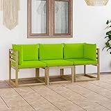 ZEYUAN 3-Sitzer-Gartensofa mit Hellgrünen Kissen, Balkon Möbel, Balkonmöbel, Gartenlounge, Sonneninsel, Garten Möbel, Gartenlounge, Loungemöbel, Outdoor Lounge,