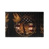 Amerikanische Flagge mit Cowboy-Stiefeln, bedruckte Tischsets, 6er-Set, für Esstisch, hitzebeständig, für Zuhause, Küche, Restaurant