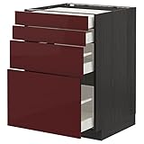 Ikea METOD/MAXIMERA Basiskabine 4 Franzen / 4 Schubladen 60x60 cm schwarz Kallarp / hochglanz dunkelrotbraun