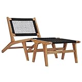 ZQQLVOO Sonnenliege mit Fußablage Massivholz Teak und Seil Liege Garten Freizeitliege Outdoor Gartenliege Poolliege Geeignet für Garten, Terrasse, Hinterhof, Poolside