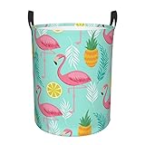 40 x 50 cm runder Wäschekorb mit Flamingo-Aufdruck, wasserdichte Beschichtung, Organizer-Mülleimer