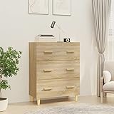 JUNZAI Sideboard, Schlafzimmer Kommode, Komodenschrank, Küchenschrank, Flurkommode, Commode, Schrank, Schlafzimmerkommode, Sonoma-Eiche 70x34x90 cm Holzwerkstoff