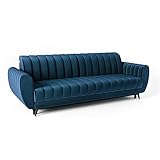 Siblo Sofa Carla 3 Kollektion - Sofa mit Schlaffunktion - Elegante Couch - Wohnzimmer Möbel - Komfortables Schlafsofa - Sofa 3-Sitzer - Klappsofa mit Bettkasten - 242x97x85 cm - Blau