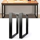 2 x Tischbeine Metall Tischkufen Eisen Tischgestell, Tischkufen Schwarz Einfache Montage für Esstisch Schreibtisch Couchtisch (71x65cm)
