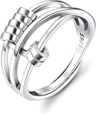 Milacolato Anxiety Ring 925 Sterling Silber Ring Damen Achtsamkeitsring Männer einstellbare Ringe Zappeln Friedensringe Für Spinner Ring Retro Verstellbare Bandringe Anti Stress Rin