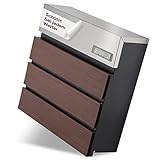 Briefkasten Holz | Hochwertiger Briefkasten XXL | Mit Schutzklappe und Innenblende | modern & einbruchssicher | Postkasten in Holzoptik