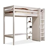 XPSSJMU Hochbett mit Kleiderschrank und 6 Regalen Einzelbett Liegefläche 208x110x186 BxTxH 90x200 cm Weiß