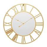 Wanduhren Wanduhr Schlafzimmer Dekorative Wanduhren, Spiegeluhr, Römische Ziffern, Rahmen, Moderne Wanduhr, Leise, Nicht Tickend, Leicht Ablesbar Küchenuhren Wohnzimm ( Color : Gold , Size : 50*50cm )