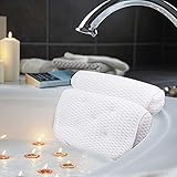 AmazeFan Badewannenkissen, Luxus Badewanne & Spa-Kissen mit 4D-Air-Mesh-Technologie und 7 Saugnäpfen. Stützfunktion für Kopf, Rücken, Schulter, Nacken. Geeignet für Badewannen und Home Spa