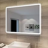 SONNI Badspiegel mit Beleuchtung 80x60 cm Wandspiegel Spiegel mit Beleuchtung Badezimmerspiegel kaltweiß IP44 Badezimmer Bad Spiegel
