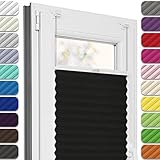 Estika® Plissee ohne Bohren, Premium Klemmfix - 125cm Brite x 150cm Höhe - Schwarz - Metal pliseehalter ohne Bohren, Modern sichtschutz für Fenster, Jalousien Fenster ohne Bohren