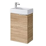 Planetmöbel Waschtisch mit Unterschrank 40 cm Waschbecken Bad Gäste WC, Sonoma Eiche