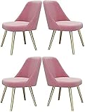 Esszimmerstuhl-Set mit 4 Stühlen mit Metallbeinen, Sitz und Rückenlehnen, einfach, Haushalt, Restaurant, Arbeitszimmer, Schreibtischstuhl, Esszimmerstühle (Farbe: Rosa)