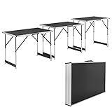 Juskys Multifunktionstisch 3 teilig - klappbar, höhenverstellbar - Alu Klapptisch 100x60 cm - Flohmarkt, Tapeziertisch, Campingtisch - Tisch Schwarz