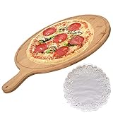 Unmbo Runder Pizzaschieber Aus Bambus Mit Griff - Einfache Lagerung,Küchen-Schneidebrett,Servierbrett Für Pizza, Gemüse, Obst, Brot, Steak,Home Pizzateller-8Zoll-Primärfarbe