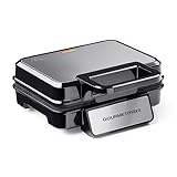 GOURMETmaxx Waffeleisen für Belgische Waffeln | Waffelautomat | Antihaftbeschichtung | Waffelmaker für 2 Waffeln | Leichte Reinigung | Rutschfest | Cool-Touch-Griff | 1200 Watt [Schwarz-Edelstahl]