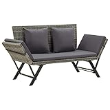 Youuihom Bänke für den Außenbereich, Gartenbänke, Terrassenbänke, Gartenbank mit Auflagen 176 cm Grau Poly Rattan Geeignet für Garten, Vorgarten, Innenraum, Gewächshaus