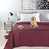 Byour3 - wasserdichte Doppel Tagesdecke Gemischte Baumwolle Bettüberwurf Dekostoff Einzelbett Queen Size Wohndecke Schutz vor Hunden Katzen Kinder Kratzfest Wasserfest Waschbar (Bordeaux, Queen Size)