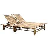 Mogou 2-Personen-Sonnenliege, Gartenliege, Liegestuhl, Sonneninsel Outdoor, Sonnenstuhl, Gartenmöbel, Bäderliege, Relaxliege, Terrasse, Bambus