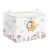 Clastyle Urbane Hund Flugzeuge Wolken Würfel Aufbewahrungskorb Weiß Wasserdicht Rechteckig Regalkörbe Kinder Spielzeug Kleidung Aufbewahrungsbox, 40x30x30 cm