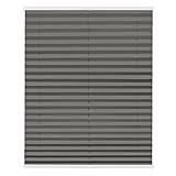 Lichtblick Plissee Klemmfix nach Maß, ohne Bohren, verspannt, Hitzeschutz, Blickdicht, Made in Germany, Thermoplissee - Grau 125 cm x 130 cm (B x L)