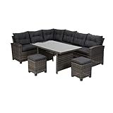 greemotion Lounge-Set Tessin, graues Gartenmöbel-Set aus Polyrattan, 5-tlg., ca. 255 x 204 x 83,5 cm