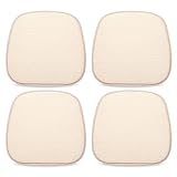 TANYOO 4er Set Stuhlkissen 40x38 cm Sitzkissen Stuhl mit Kariertem Samtbezug Rutschfestes Waschbares Sitzauflage für Stühle im Büro Outdoor Indoor Garten 15 x 16 Inches (Beige)