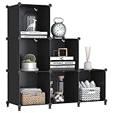 FUNLAX Cube Aufbewahrungseinheit 6 Cubes, stapelbar, Schuhregal, Bücherregal, Kunststoffregale, tragbarer Kleiderschrank für Schlafzimmer, Wohnzimmer, Bad (11.8'×11.8'×11.8' pro Cube), schwarz