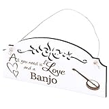 Schild Banjo Banjolele Deko 20x10cm - All you need is Love and a Banjo - Holz Wanddeko Dekoration Wand