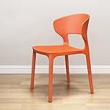 SAFWEL Sessel Esszimmerstühle Satz 2, Plastiksitz-Speisestühle, Weiß, Stapelbar (Color : Orange)