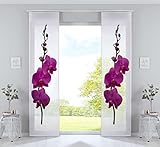 Gardinenbox 2er Set Schiebegardinen Flächenvorhänge »Izmir« HxB 245x60 cm Orchidee Lila Voile Halbtransparent Paneelwagen Beschwerungsstange, 2022400-2