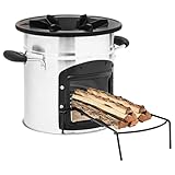 Home & Garden Holzofen mit Camping, Silber, 45,5 x 33 x 25,5 cm, Edelstahl