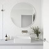 H HOMEWINS Runder Spiegel Wandspiegel mit Metallrahmen 60 cm Modern Dekorative Spiegel in Weiß für Wohnzimmer, Badezimmer, Flur