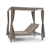 blumfeldt Doppelliege Outdoor für 2 Personen mit Dach, Doppel-Sonnenliege, Doppel Garten Liege Bett für Erwachsene & Kinder, Gartenbett mit Verstellbarer Rückenlehne, Outdoor-Sonnenbett mit Dach