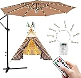 Sonnenschirmbeleuchtung,Garten-Sonnenschirmlichterkette,LED-Sonnenschirm-Lichterkette,Outdoor Parasol-lighting IP68 Sonnenschirmleuchte Dekoleuchte Lichtbänder LED Stripes (8 Strängex1.3m 3000k)