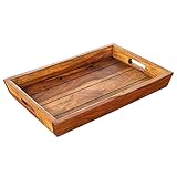 riess-ambiente.de Dekoratives Tablett MAKASSAR 45cm Sheesham Stone Finish | massives Servierbrett rechteckig | Küchentablett zum servieren für Frühstück oder als Deko