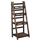 Yaheetech 4-Ebene Blumentreppe, Klappbares Blumenregal, Blumenständer Stabil, Platzsparende Blumenleiter, Multifunktionales Leiterregal für Drinnen und Draußen/Wohnzimmer/Balkon/Terrasse/Garten,Braun