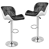 MOBYAT Barstuhl aus Leder, 360° drehbar, höhenverstellbar 55–75 cm, für Zuhause, Büro, Küche, Bar, Friseursalon, 2 Stück/Set, Schwarz