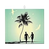 Married Couple Walking On The Beach XL, Größe 40,6 x 45,7 cm, Abtropfmatte für die Küche, spülmaschinenfest