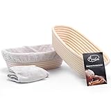 2 Pack 25cm Gärkörbchen Banneton Brotform Korb,Handgewebter Natürlicher Rattan Gärkorb mit Leinen Liner Stoff,Backzubehör für Heim und Profi-Bäcker.