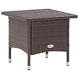 CIADAZ Teetisch, Balkontisch, Beistelltisch Outdoor, Balkon Tisch, Gartentisch Klein, Tisch Klein, Gartenmöbel, Terrassen Tisch, Braun 50 x 50 x 47 cm Poly Rattan